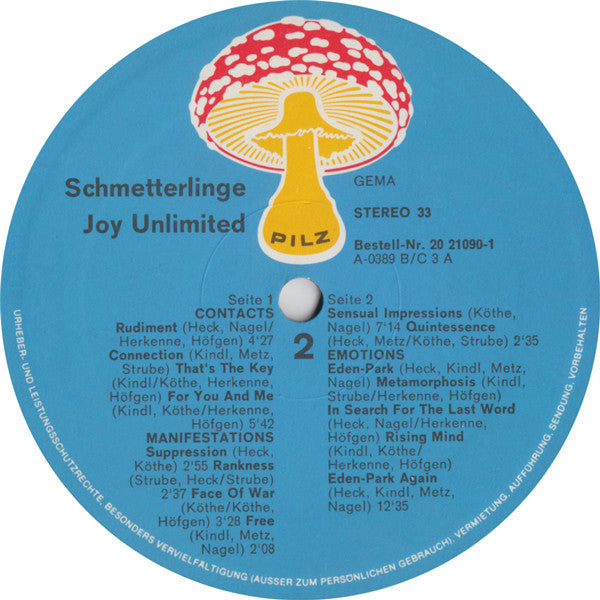 Joy Unlimited – Schmetterlinge - Mint- LP Record 1971 Pilz Germany 