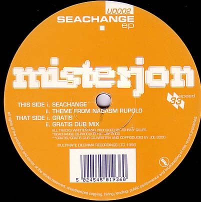 Misterjon – Seachange EP - New 12" Single Record 1996 Ultimate Dilemma UK Vinyl - Breakbeat / Trip Hop / Drum n Bass
