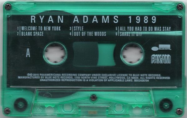 Ryan Adams - 1989 - New Cassette 2015 USA Limited Green Tape - Alt-Country / Rock