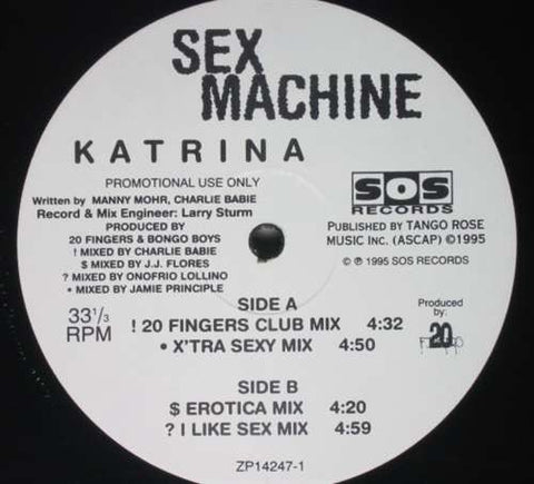 Katrina – Sex Machine - Mint- 12" Single Record 1995 SOS USA Promo Vinyl - House / Garage House / Jamie Principle / 20 Fingers