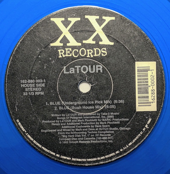 LaTour – Blue - Mint- 12" Single Record 1992 XX Blue Transparent Vinyl - House / Trance