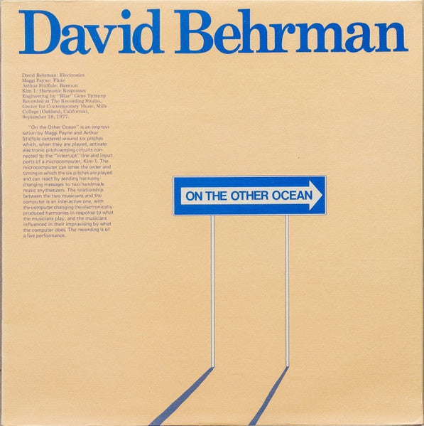 David Behrman – On The Other Ocean - Mint- LP Record 1978 Lovely Music, Ltd. USA Vinyl - Electronic / Minimal / Experimental / Ambient - Shuga Records