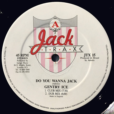 Gentry Ice / Adonis – Do You Wanna Jack / Lost In The Sound - VG 12" Single Record 1998 Jack Trax UK Vinyl - Chicago House / Acid House