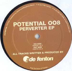 Ade Fenton – Perverter EP - New 12" Single Record 2000 Potential UK Vinyl - Techno