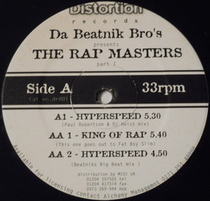 Da Beatnik Bro's Presents The Rap Masters – Part 1 - New 12" Single Record 1998 Distortion Europe Vinyl - Progressive House