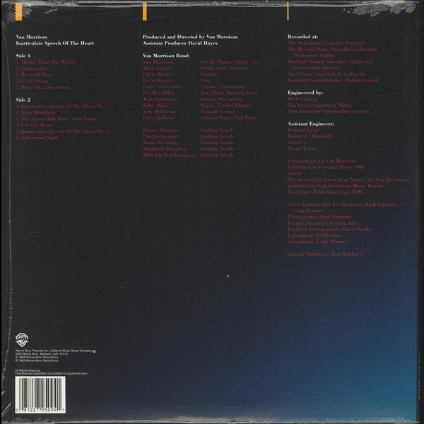Van Morrison - Inarticulate Speech of the Heart (1983) - New Lp Record 2016 Warner USA Vinyl - Rock / Jazz-Rock