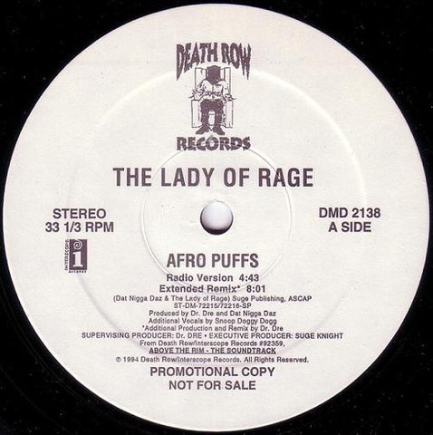 The Lady Of Rage – Afro Puffs - VG+ 12" Single Record 1994 Death Row USA Promo Vinyl - Hip Hop
