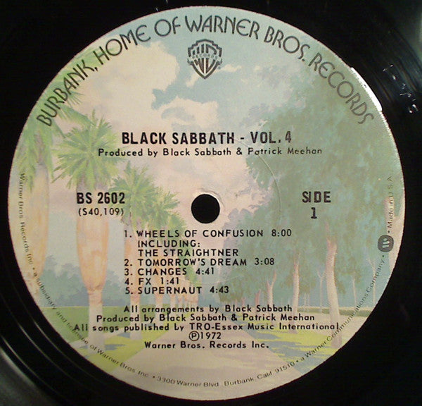 Black Sabbath – Vol. 4 (1972) - VG+ LP Record 1976 Warner USA Vinyl Palm Tree Label & Booklet - Heavy Metal, Hard Rock - Shuga Records