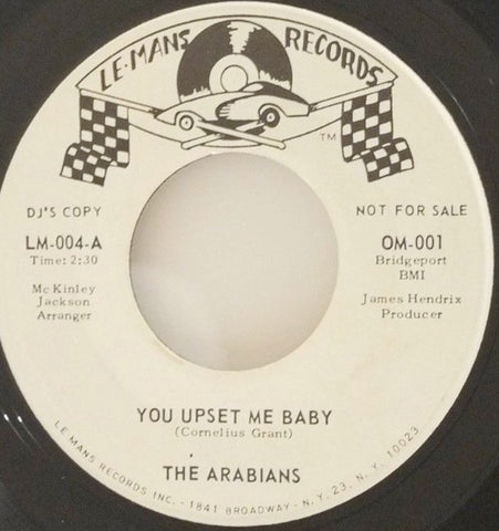 The Arabians – You Upset Me Baby - G+ (low grade RARE SOUL) 7" Single Record 1964 Le-Mans USA Promo Vinyl - Soul / Funk