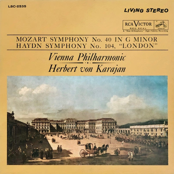 Mozart / Haydn - Vienna Philharmonic, Herbert Von Karajan – Mozart Symphony In G Minor, K. 550 / Haydn Symphony In D Major, No. 104 - VG LP Record 1961 RCA Living Stereo USA SD Vinyl Shaded Dog - Classical - Shuga Records