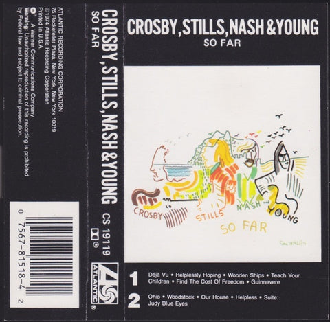 Crosby, Stills, Nash & Young – So Far - Used Cassette 1974 Atlantic Tape - Folk Rock / Country Rock