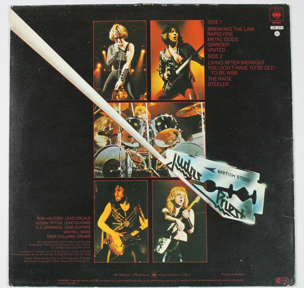 Judas Priest - British Steel - Mint- (VG cover) LP Record 1980 CBS UK Vinyl & Misprint Cover - Hard Rock / Heavy Metal - Shuga Records