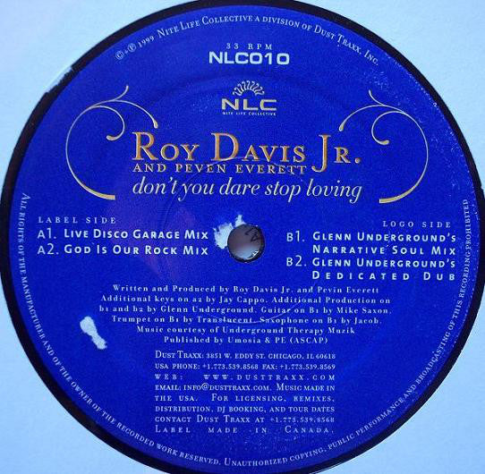 Roy Davis Jr. And Peven Everett – Don't You Dare Stop Loving - New 12" Single Record 1999 Nite Life Collective Vinyl - Chicago House / Deep House / Garage House