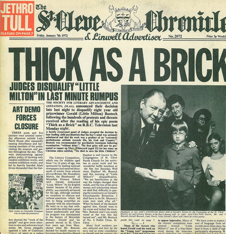 Jethro Tull ‎– Thick As A Brick - VG+ LP Record 1972 Chrysalis UK Original Vinyl & Newspaper - Classic Rock / Prog Rock