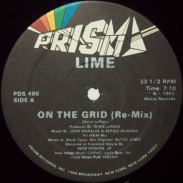 Lime ‎– On The Grid (Re-Mix) - Mint- 12" Single Record 1983 Prism Vinyl - Synth-pop / Disco