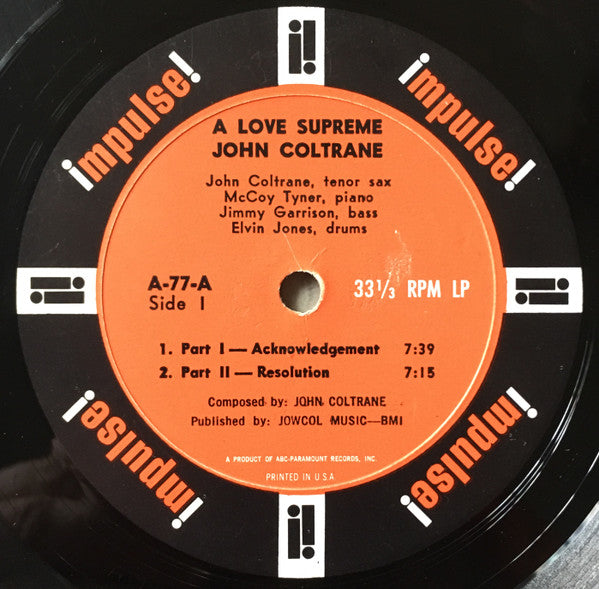 John Coltrane – A Love Supreme - VG+ LP Record 1965 Impulse! USA Mono Orange & Black Original Press Label - Jazz / Hard Bop / Free Jazz