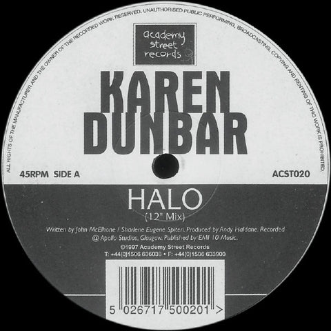 Karen Dunbar – Halo - New 12" Single Record 1997 Academy Street UK Vinyl - House / Euro House