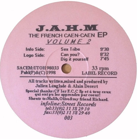 J.A.H.M. – The French Caen-Caen EP Volume 2 - New 12" EP Record 1998 United Tracks Of House France Vinyl - House