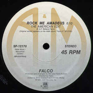 Falco ‎– Rock Me Amadeus - Mint- 12" Single Record 1985 A&M USA Vinyl - Synth-pop