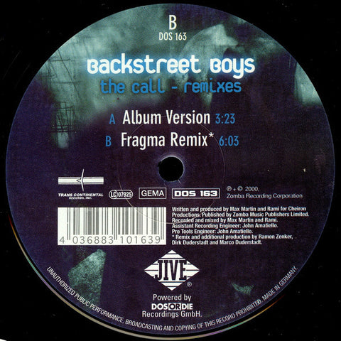 Backstreet Boys – The Call - Remixes - New 12" Progressive Trance (Germany) 2000