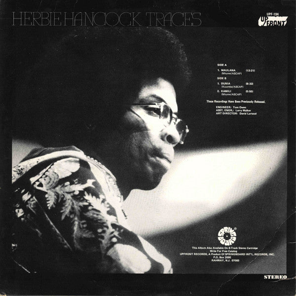Herbie Hancock ‎– Traces (1969) - VG+ Lp Record UpFront USA 1970's Vinyl - Jazz / Jazz-Funk - Shuga Records