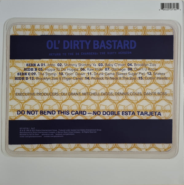 Ol' Dirty Bastard ‎– Return To The 36 Chambers: The Dirty Version (1995) - New 2 LP Record 2016 Elektra USA Vinyl - Hip Hop - Shuga Records