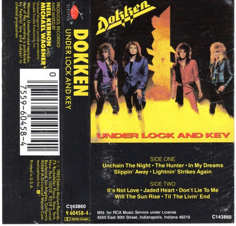 Dokken – Under Lock And Key - Used Cassette Elektra 1985 USA - Rock / Heavy Metal