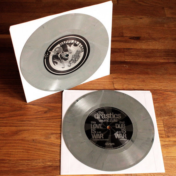 The Drastics With MC Zulu ‎– This Love Is War - New 7" Vinyl - 2017 Happy As A Lark (Chicago, IL) Limited Edition Pressing on 'Marble Grey' Vinyl - Reggae / Dancehall