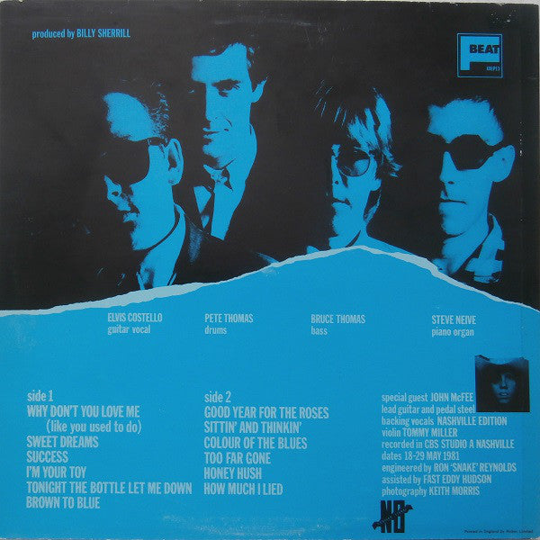 Elvis Costello & The Attractions – Almost Blue - VG+ LP Record 1981 F-Beat UK Import Vinyl - New Wave - Pop Rock - Shuga Records