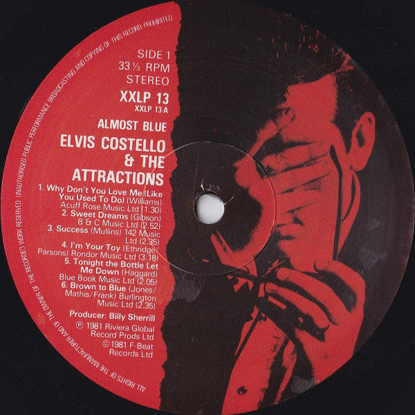 Elvis Costello & The Attractions – Almost Blue - VG+ LP Record 1981 F-Beat UK Import Vinyl - New Wave - Pop Rock - Shuga Records