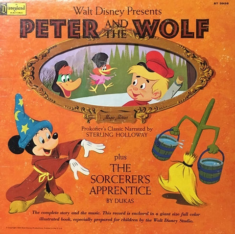 Various – Walt Disney Presents Peter And The Wolf & Fantasia The Sorcerer's Apprentice (1958) - LP Record 1964 USA Magic Mirror Vinyl - Children's / Story
