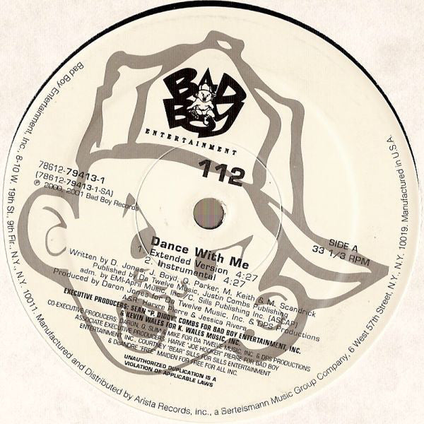 112 - Dance With Me 12" Single 2001 Bad Boy - Hip Hop - Shuga Records Chicago