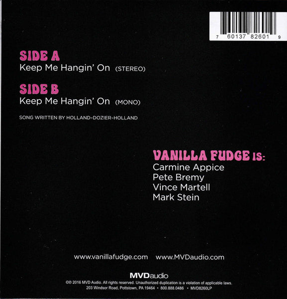 Vanilla Fudge ‎– You Keep Me Hanging On  - New 7" Single Record 2016 MDVaudio USA Vinyl - Psychedelic Rock - Shuga Records