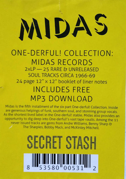 Various ‎– The One-derful! Collection: Midas Records - New 2 Lp Record 2016 Secret Stash USA Vinyl & Booklet - Soul / Funk - Shuga Records