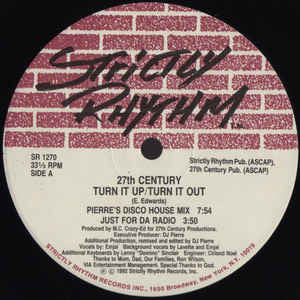 27th Century – Turn It Up / Turn It Out - VG+ 12" Single 1992 USA - House - Shuga Records Chicago