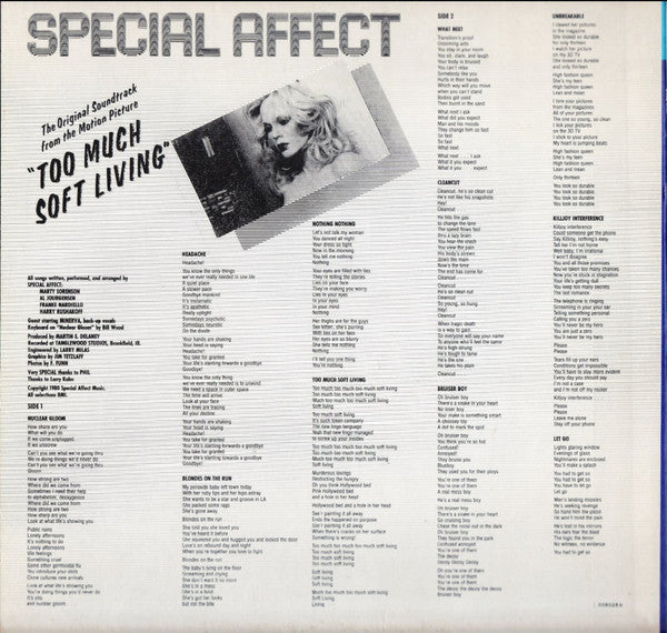 Special Affect ‎– Too Much Soft Living (The Original Motion Picture) - VG+ LP Record 1980 Special Affect Music USA Vinyl - New Wave / Punk - Shuga Records