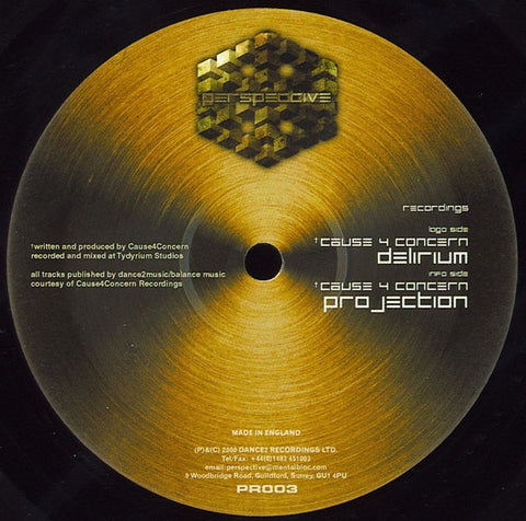 Cause 4 Concern – Delirium / Projection - New 12" Single Record 2000 Perspective UK Vinyl - Drum n Bass