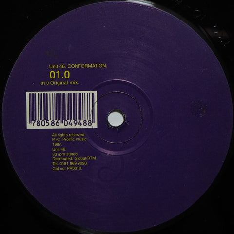 Unit 46 – Conformation / Lesson Learned - New 12" Single Record 1997 Prolific UK Vinyl - Deep House