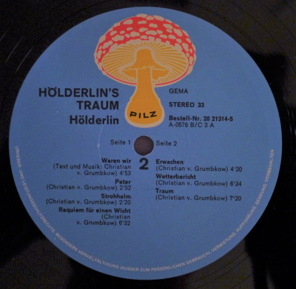 Hölderlin – Hölderlins Traum - VG+ LP Record 1972 Pilz Germany Vinyl - Prog Rock / Art Rock / Psychedelic Rock - Shuga Records