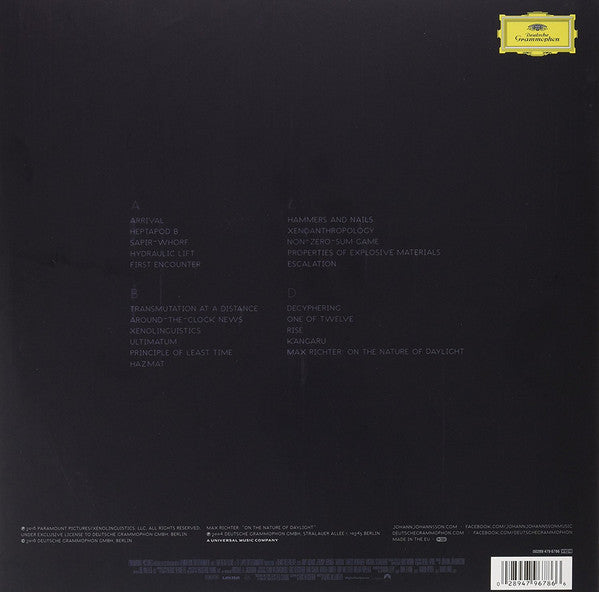 Jóhann Jóhannsson ‎– Arrival Original Motion Picture - Mint- 2 LP Record 2016 Deutsche Grammophon Europe 180 gram Vinyl - Soundtrack - Shuga Records