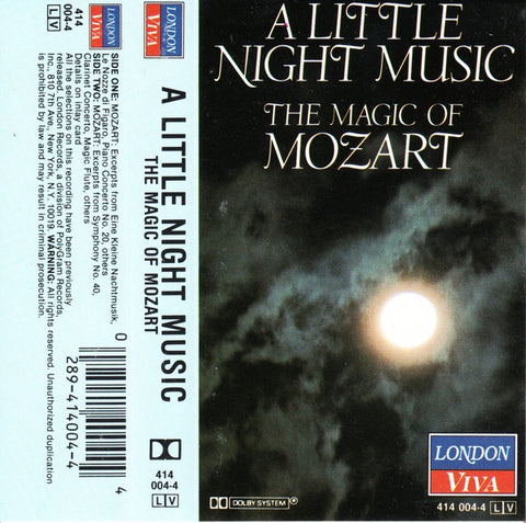 Vienna Mozart Ensemble, The London Symphony Orchestra – A Little Night Music, The Magic Of Mozart Wiener Mozart Ensemble - A Little Night Music, The Magic Of Mozart-Used Cassette 1984 London Viva Tape- Classical