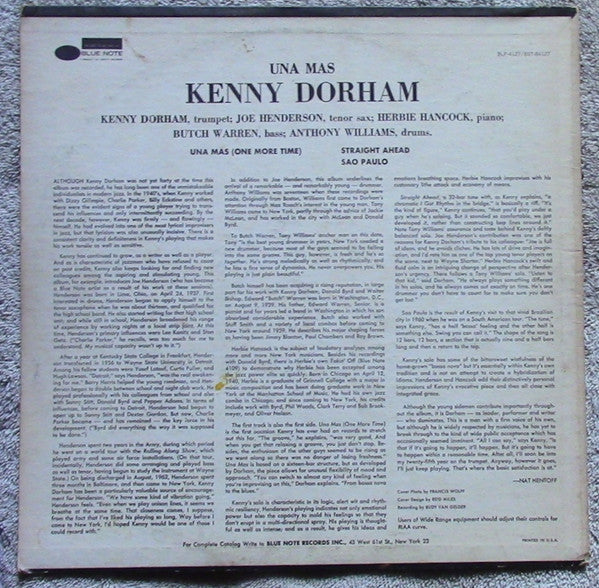 Kenny Dorham – Una Mas (One More Time) (1963) - VG+ LP Record 1966 Blue Note Stereo USA Vinyl - Jazz / Modal / Bop / Latin Jazz - Shuga Records