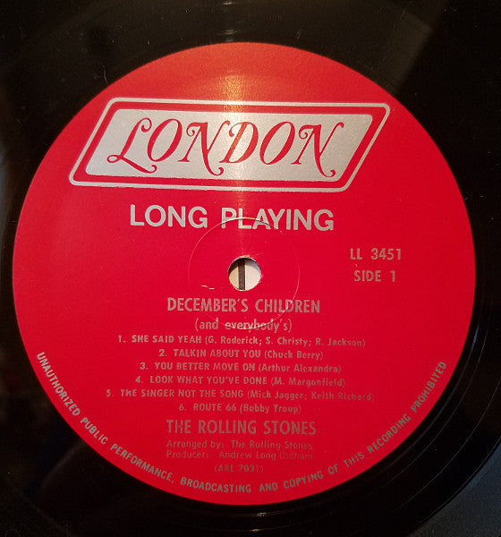 The Rolling Stones ‎– December's Children (And Everybody's) - VG LP Record 1966 London USA Mono Vinyl - Classic Rock / Blues Rock / Pop Rock - Shuga Records