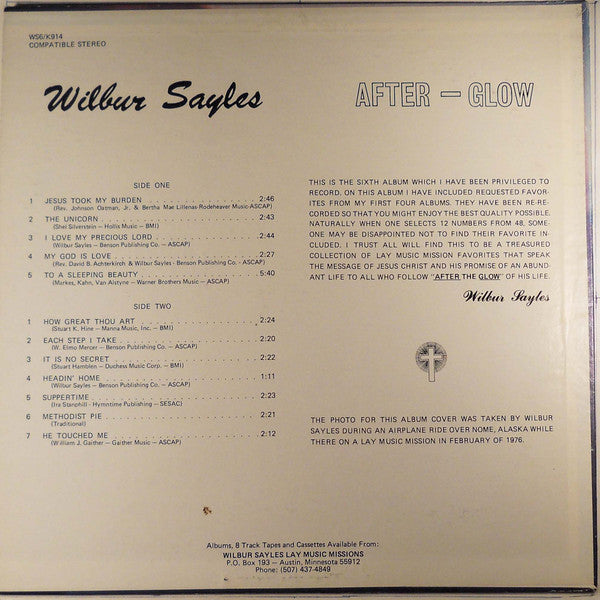 Wilbur Sayles – After - Glow - VG+ LP Record 1976 Lay Music Missions USA Private Press Vinyl - Folk / Gospel / Country - Shuga Records