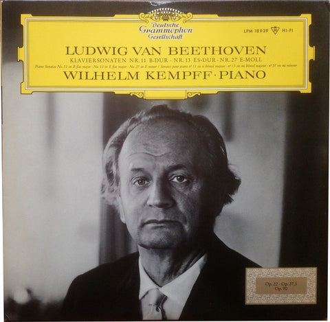 Wilhelm Kempff - Beethoven – Piano Sontatas No. 11,13 & 27 - VG+ LP Record 1966 Deutsche Grammophon Germany Mono Original Vinyl - Classical