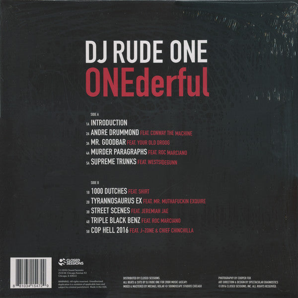 DJ Rude One ‎– ONEderful - New LP Record 2016 Closed Sessions USA Vinyl - Chicago Hip Hop - Shuga Records
