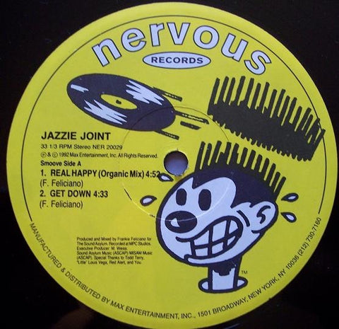 Jazzie Joint – Real Happy - VG+ 12" Single Record 1992 Nervous Vinyl - House