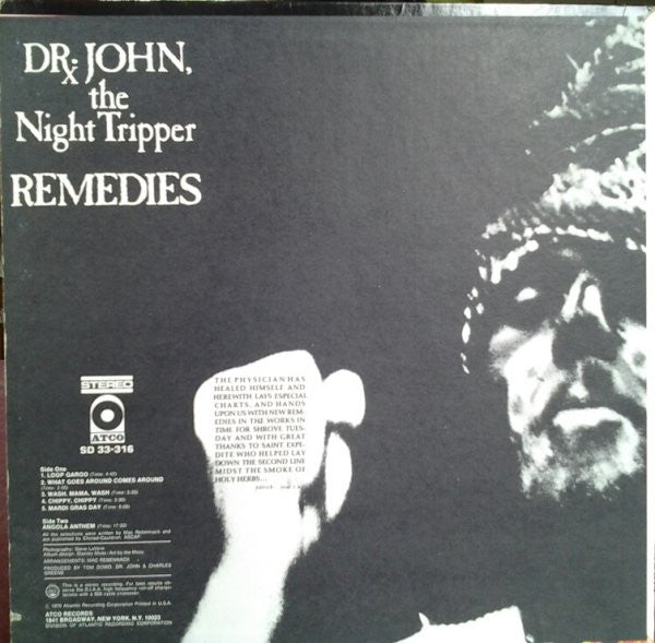 Dr. John - Remedies (1970) - VG+ LP Record 1970 ATCO USA Original Vinyl - Rock / Blues Rock - Shuga Records