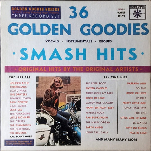 Various – 36 Golden Goodies - Smash Hits - VG 3 LP Record Box Set 1960s Roulette USA Vinyl - Soul / Funk / Pop / Rhythm & Blues