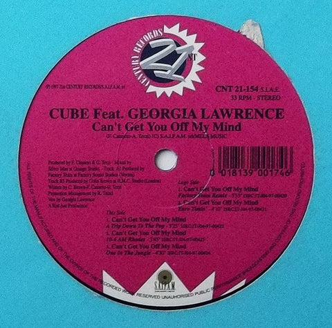 Cube Feat. Georgia Lawrence – Can't Get You Off My Mind - New 12" Single Record 1997 21st Century Italy Vinyl - Euro House / Italodance